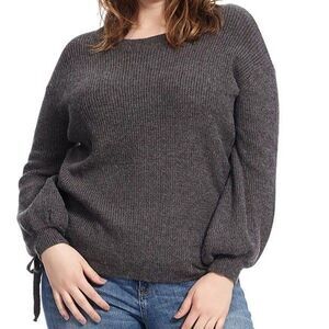 Gray cropped sweater with asymmetric side tie Size 2X EUC